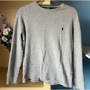 Polo Ralph Lauren Sleepwear Thermal Waffle Shirt‎ Mens M Gray Pony Logo Preppy